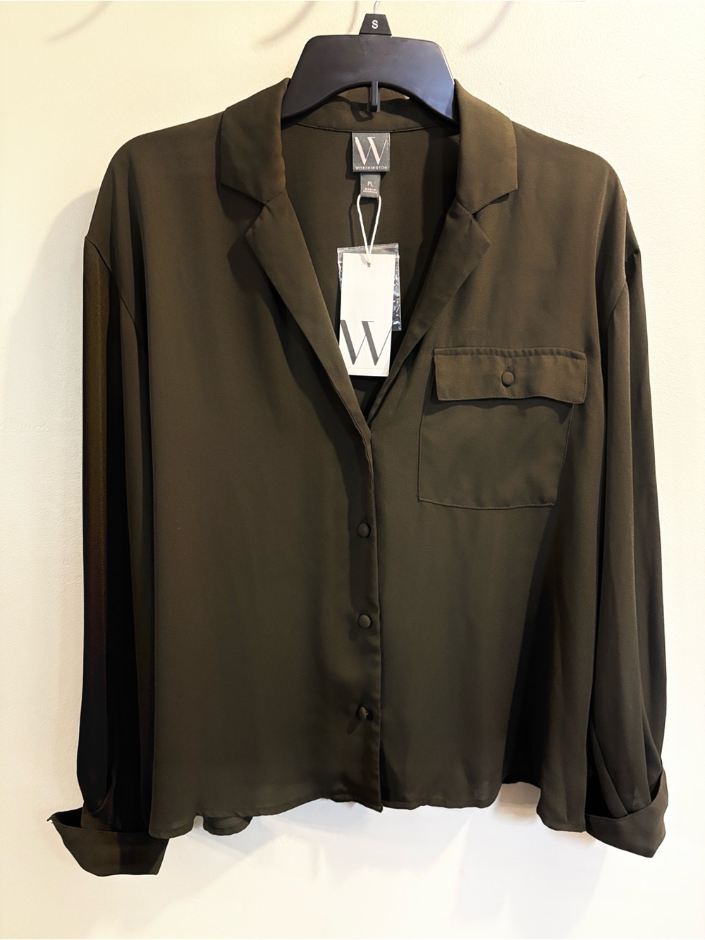 W by Worth Olive Green Relaxed Button-Down Shirt